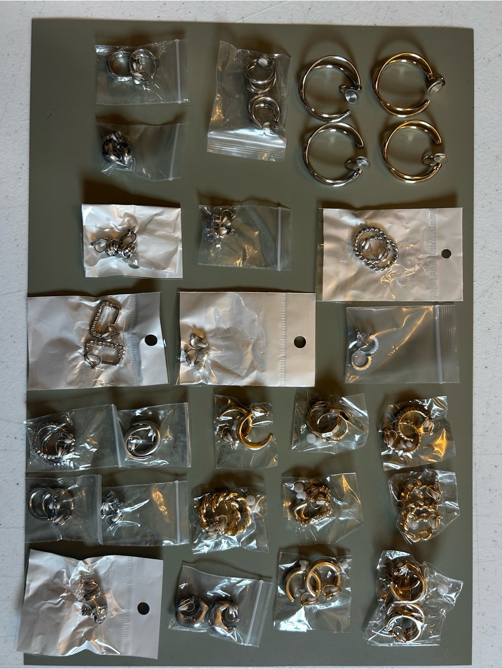 Mixed Silver and Gold clip on Hoop & Charm Earring Lot